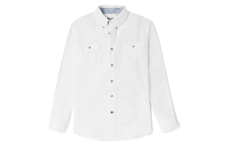 Timberland Shirts Men's White Pointed Collar Moderate Workwear