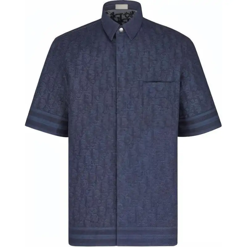 DIOR Quarterly New Products Shirts Men's Dark Blue Pointed Collar Moderate Other