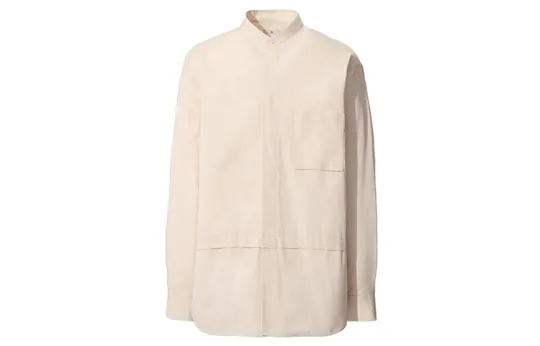 UNIQLO Jil Sander Shirts Men's Light Beige Stand Collar Moderate Other