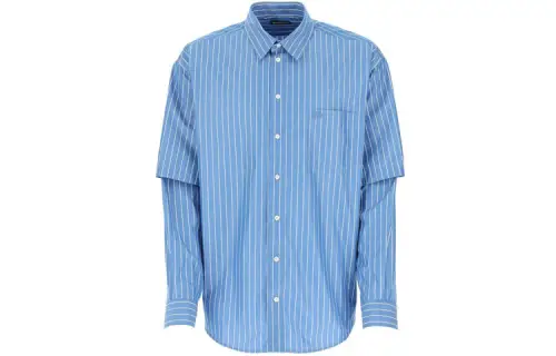 Balenciaga Shirts Men's Blue Lapel Moderate Shirt