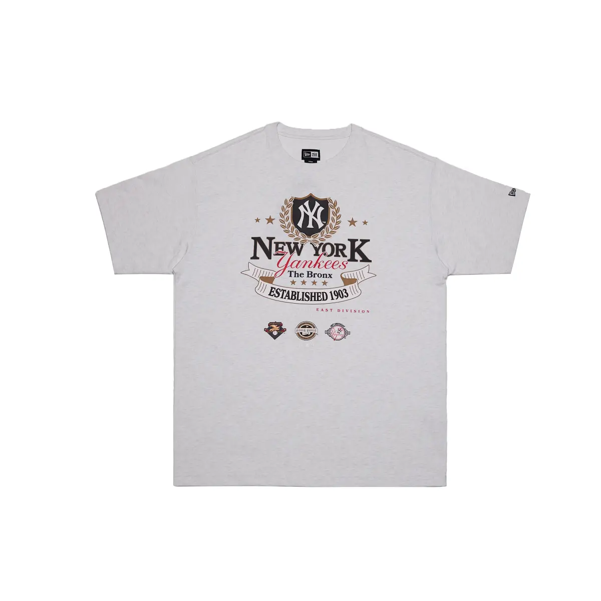 New Era Short Sleeved T Shirts With NY Print, Versatile And Trendy For Couples Unisex Gray