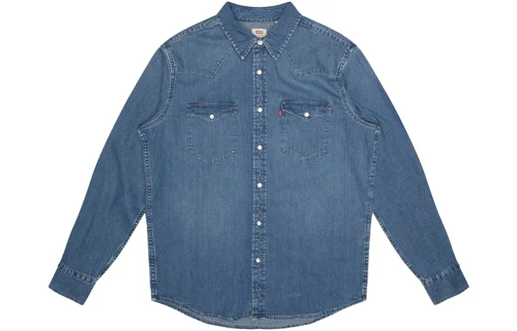 Levi's Shirts Men's Blue Lapel Moderate Denim