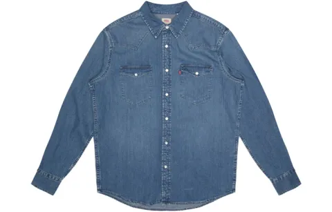 Levi's Shirts Men's Blue Lapel Moderate Denim