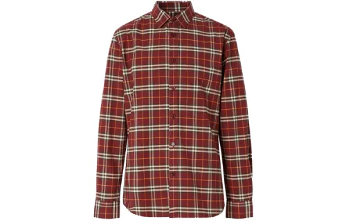 Burberry Shirts Men's Burgundy Lapel Moderate Shirt