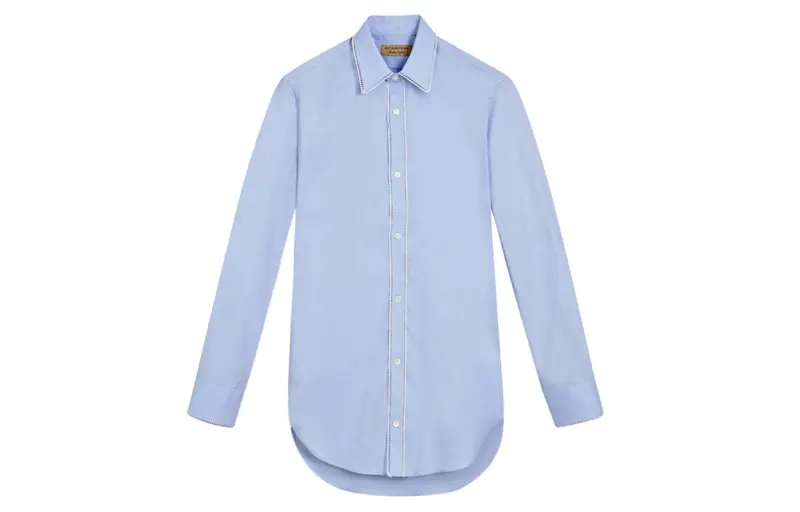 Burberry Shirts Men's Blue Pointed Collar Moderate Shirt