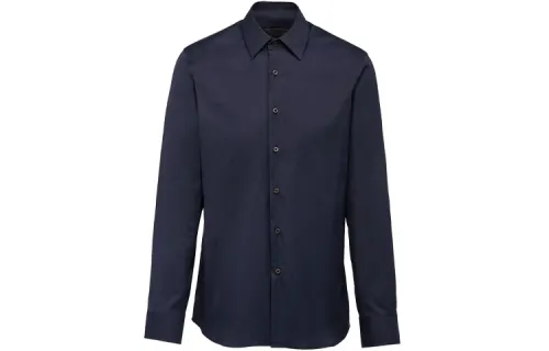 PRADA Shirts Men's Navy Blue Lapel Moderate Other