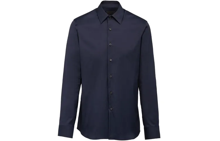 PRADA Shirts Men's Navy Blue Lapel Moderate Other