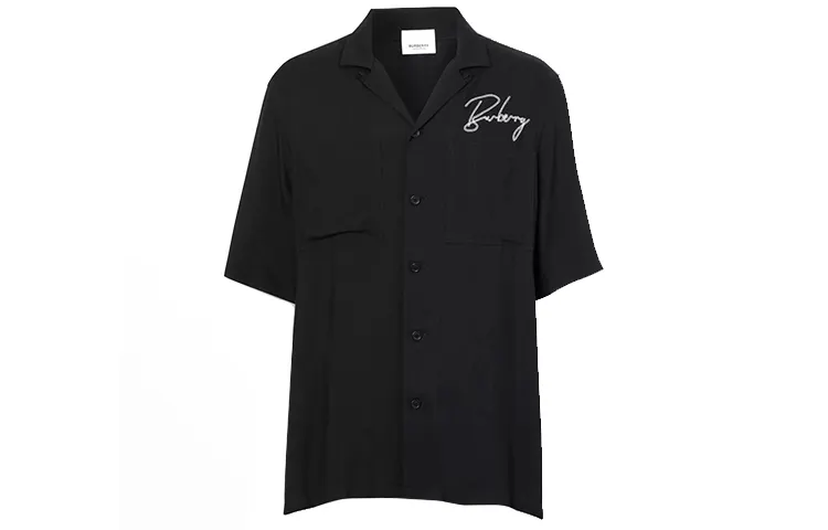 Burberry Shirts Men's Black Lapel Moderate Shirt
