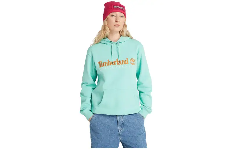 Timberland Sweatshirts Unisex Cyan Hooded Moderate Regular