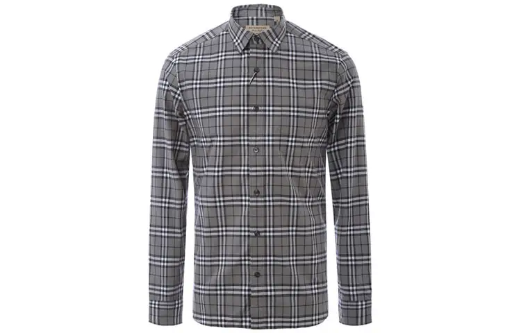 Burberry Shirts Men's Gray Lapel Moderate Other
