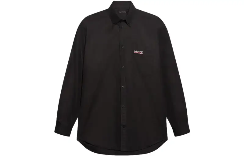 Balenciaga Shirts Men's Black Pointed Collar Moderate Other