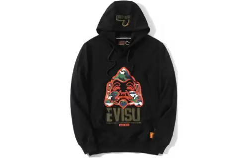 EVISU Sweatshirts Unisex Black Hooded Moderate Regular