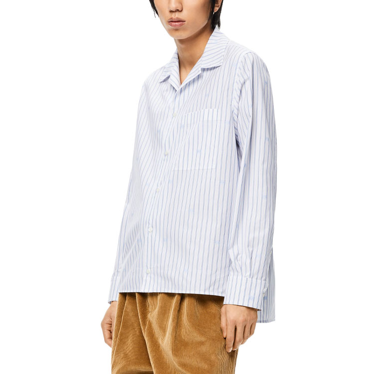 LOEWE Shirts Men's White Lapel Moderate Shirt