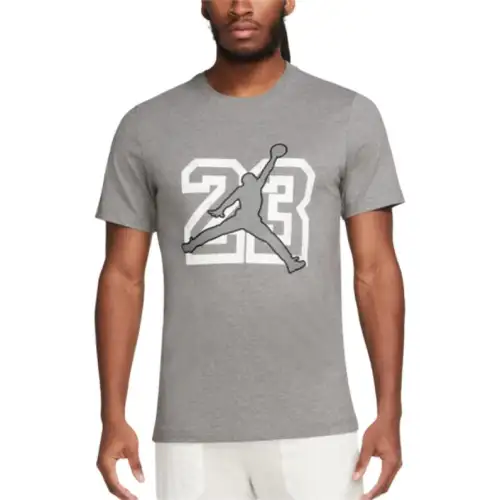 Jordan T Shirts Men's Gray Crew Neck Moderate Straight Fit