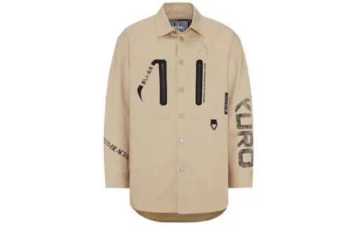 EVISU Shirts Men's Light Brown Square Collar Moderate