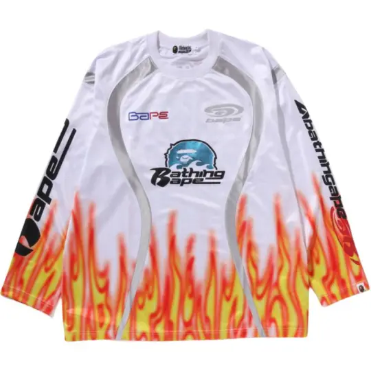 A Bathing Ape flame-pattern long-sleeve T-shirt