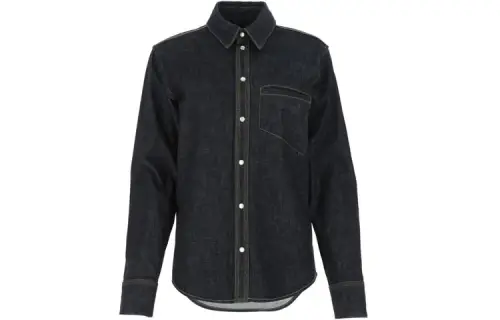 Bottega Veneta Shirts Men's Dark Blue Lapel Moderate Denim