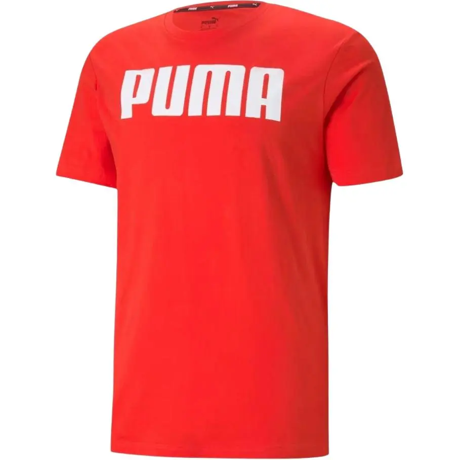 PUMA Basic T-Shirts Men's Red Crew Neck Moderate Straight Fit