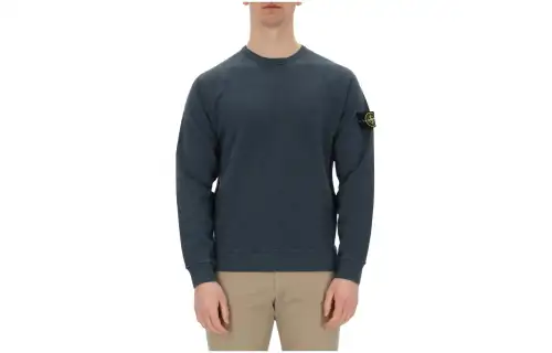 STONE ISLAND Waffen Patch Crew Neck Sweatshirt Blue