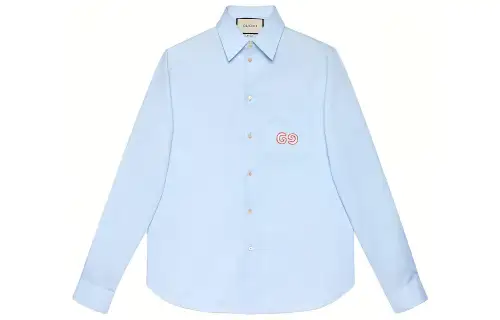 GUCCI Shirts Men's Light Blue Pointed Collar Moderate Shirt
