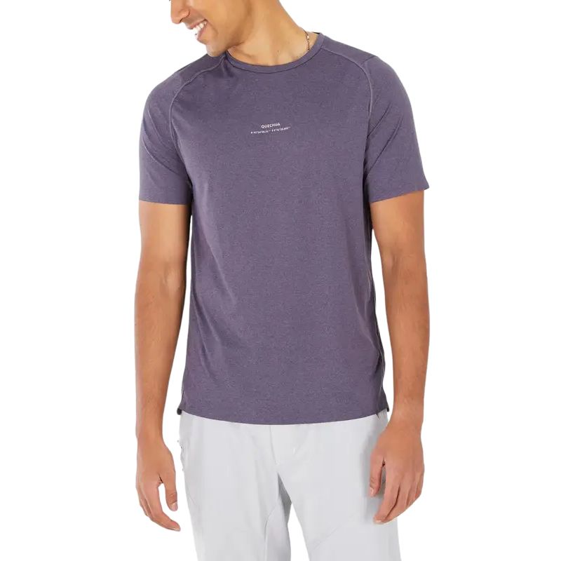 Decathlon DECATHLON MH500 QUECHUA simple letters comfortable breathable quick-drying hiking round neck short-sleeved T-shirt men's pale purple