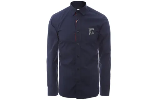 Burberry Shirts Men's Dark Blue Lapel Moderate Shirt