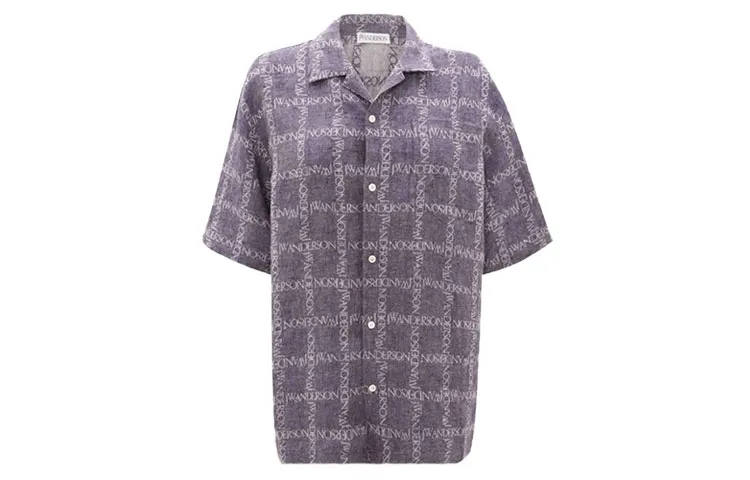 JW Anderson Shirts Men's Navy Blue Cuban Collar Moderate Other
