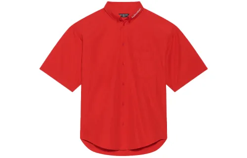 Balenciaga Shirts Men's Red Lapel Moderate Shirt