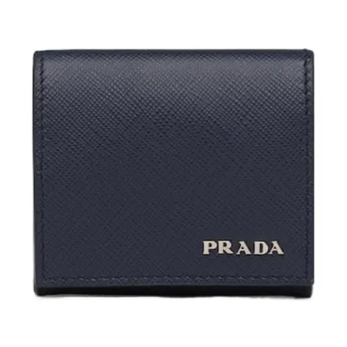 PRADA Saffiano Leather Coin Purse Men's Marine Blue