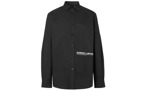 Burberry Shirts Men's Black Pointed Collar Moderate