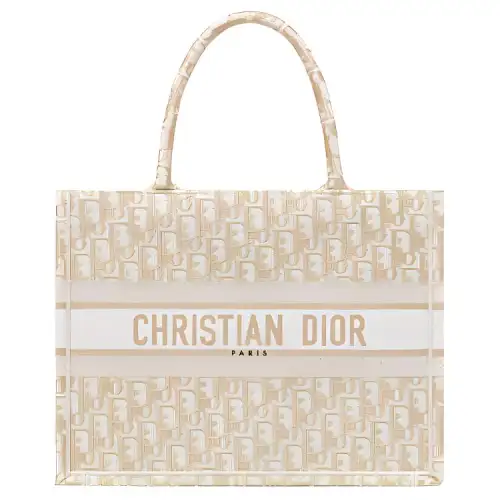 DIOR BookTote Canvas Tote Bag, Shopping Bag, Handbag Medium Women's Gold