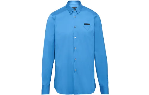 PRADA Shirts Men's Blue Pointed Collar Moderate Shirt
