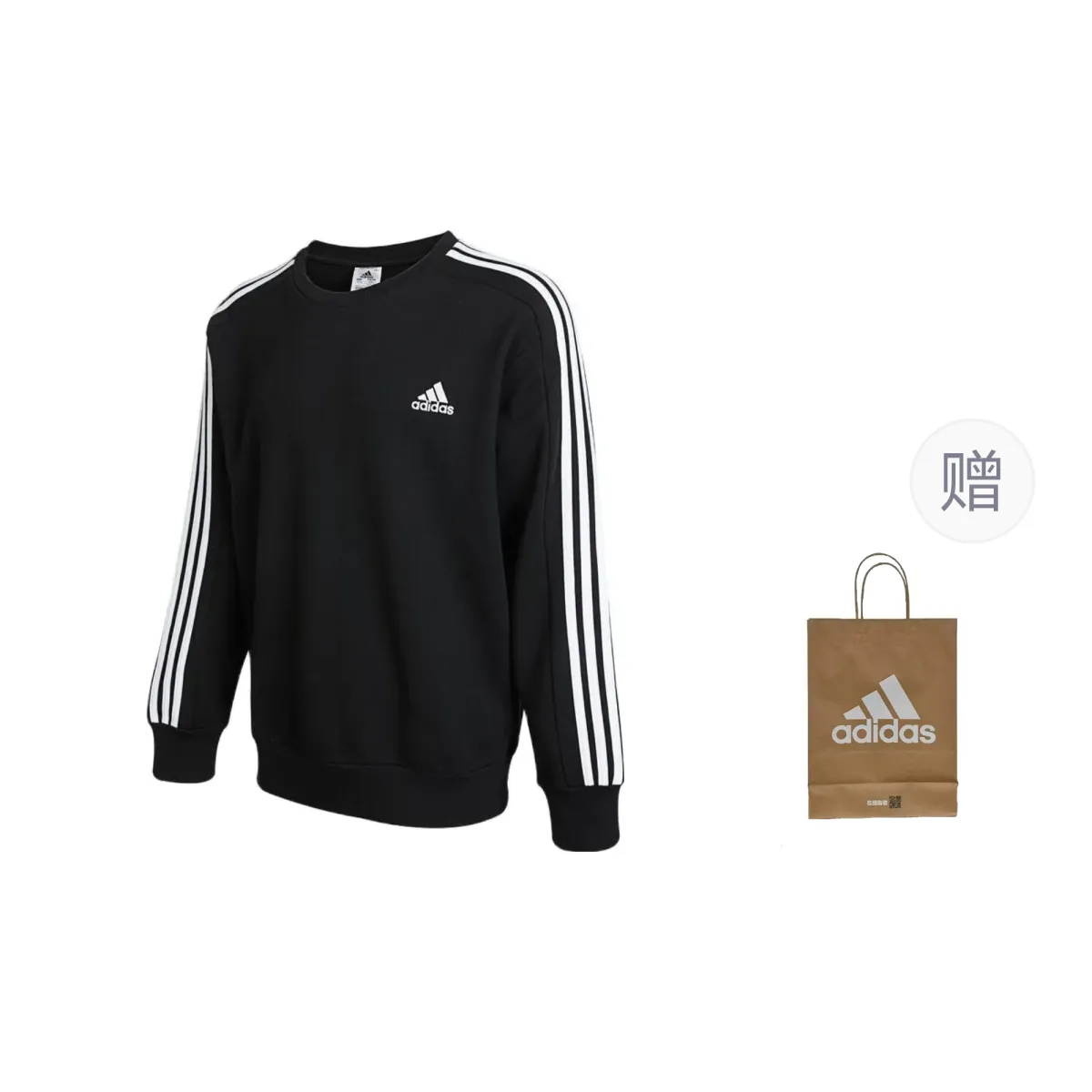 Adidas Sweatshirts Men's Black Crew Neck Moderate