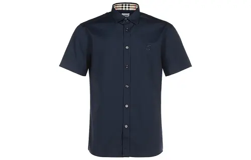Burberry Shirts Men's Dark Blue Pointed Collar Moderate Other