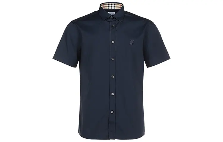 Burberry Shirts Men's Dark Blue Pointed Collar Moderate Other