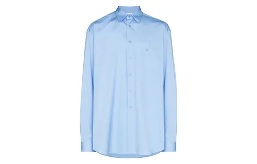 Vetements Shirts Men's Blue Square Collar Moderate Straight Fit