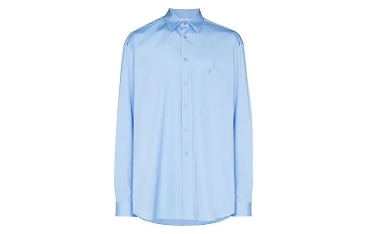 Vetements Shirts Men's Blue Square Collar Moderate Straight Fit