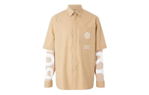 Burberry Shirts Men's Wheat Polo Collar Moderate Shirt