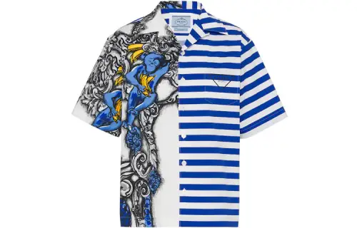 PRADA Shirts Men's Blue Lapel Moderate Shirt