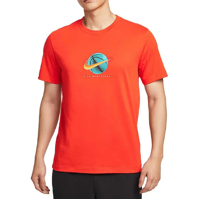 Nike T-Shirts Men's Orange Crew Neck Moderate