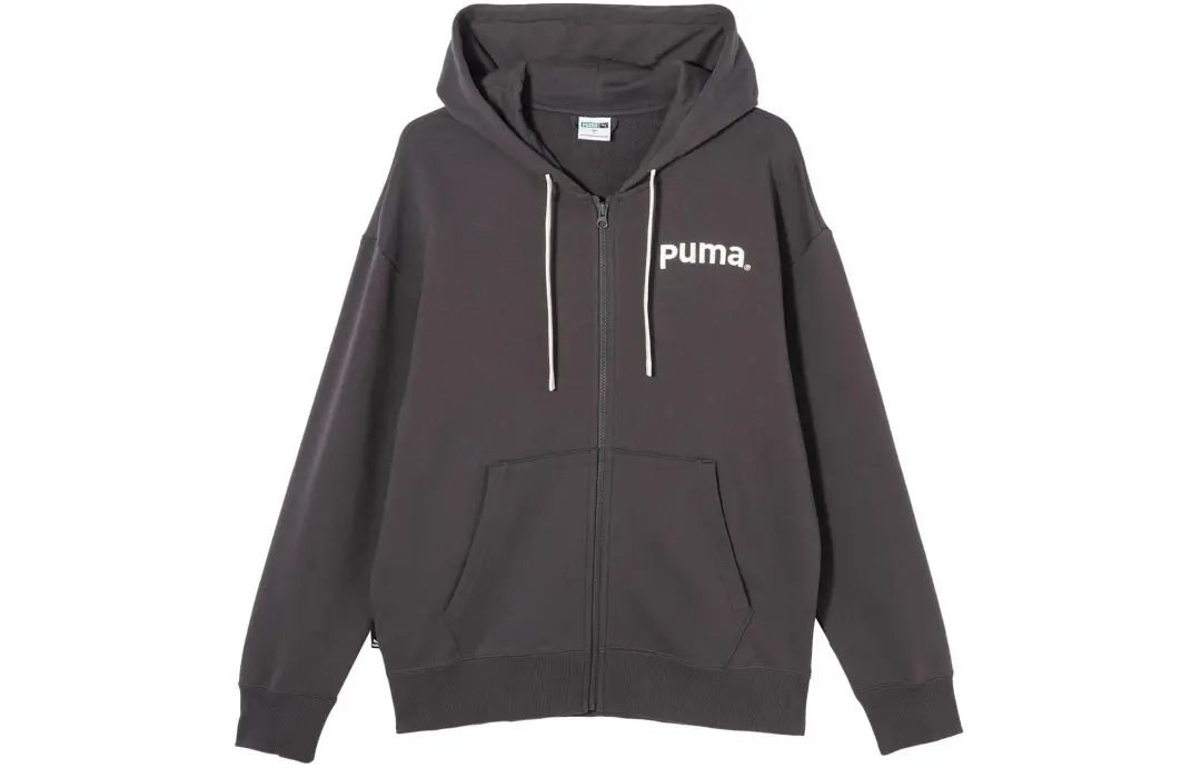 PUMA TEAM FZ HOODIE TR Sweatshirt Unisex Charcoal Black