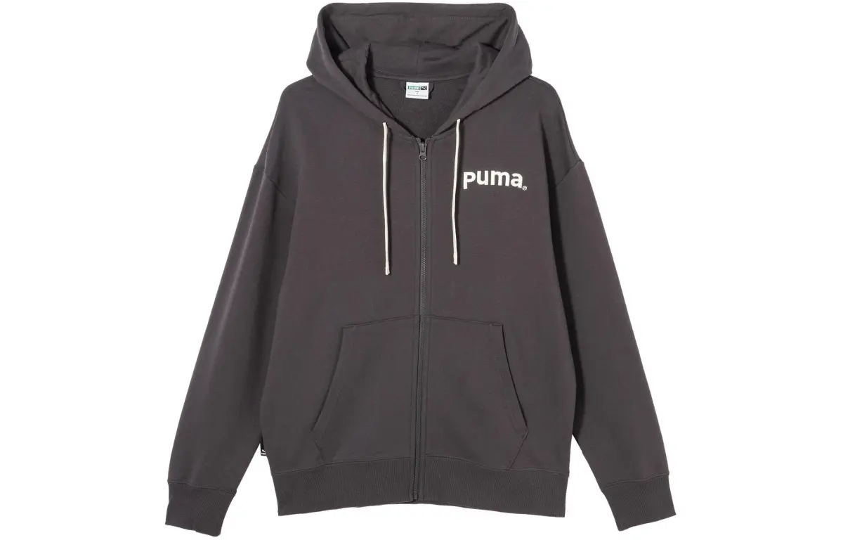 PUMA TEAM FZ HOODIE TR Sweatshirt Unisex Charcoal Black