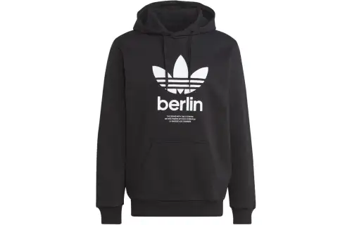 Adidas Originals Colorful Three Stripes Icone Berlin City Originals Hoodie Sweatshirt Men's Black