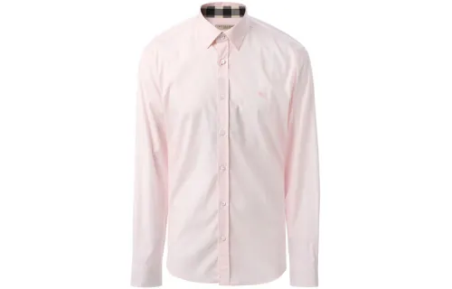 Burberry Mens Point Collar Single-Breasted Long-Sleeve Shirt Light Pink