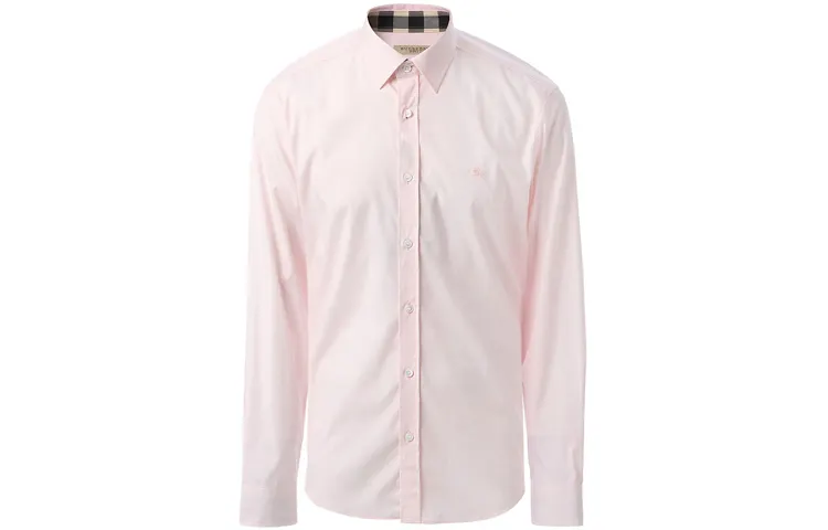 Burberry Mens Point Collar Single-Breasted Long-Sleeve Shirt Light Pink