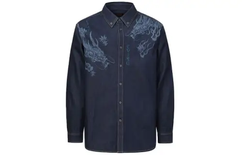 EVISU Shirts Men's Denim Blue Moderate Shirt