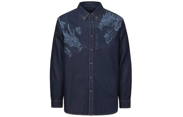 EVISU Shirts Men's Denim Blue Moderate Shirt