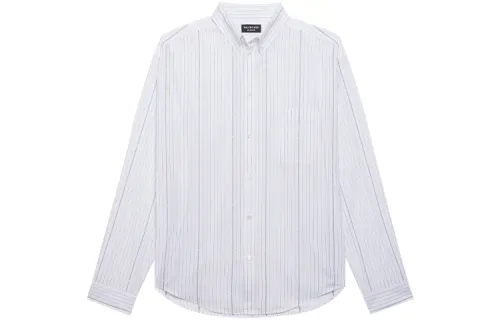 Balenciaga Logo Printed Pinstripe Shirt