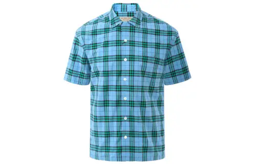 Burberry Shirts Men's Blue Green Plaid Pointed Collar Moderate Other