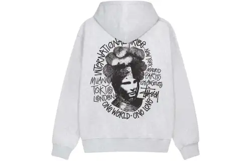 Stussy SS24 CAMELOT HOODIE Printed Pattern Fleece Lined Hooded Long Sleeved American Vintage Pullover Sweatshirt Unisex